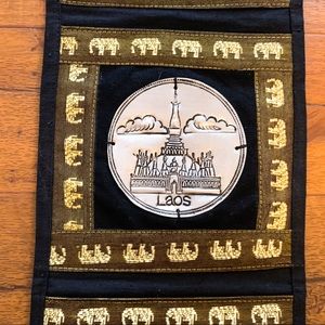 Black and Gold Tapestry Wall Hanging Pocket Art